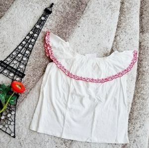 NWT J. CREW OFF SHOULDER RUFFLE EMBROIDERED TOP